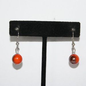 Burnt orange beaded dangle earrings 1.25"